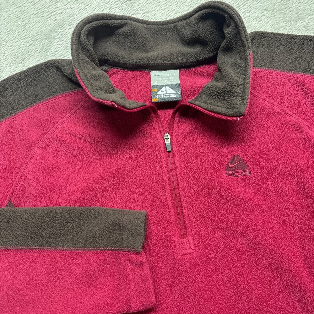 VTG Nike ACG Therma-FIT 1/4 Zip Fleece Pullover Pink Brown Women's Small